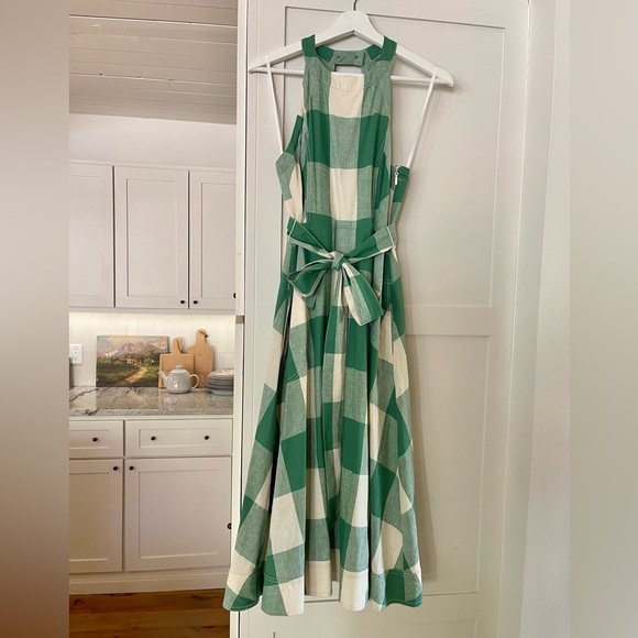 Maeve Green and White Checkered Midi Dress - Picture 9 of 11